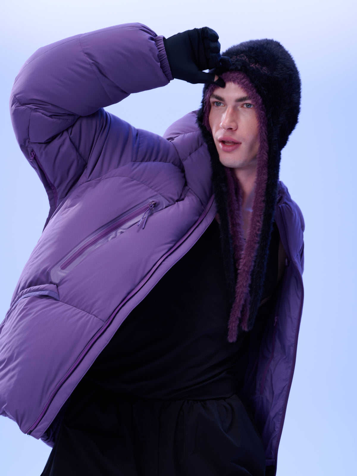 BLACKCURRANT Fuzzy Earflap Beanie