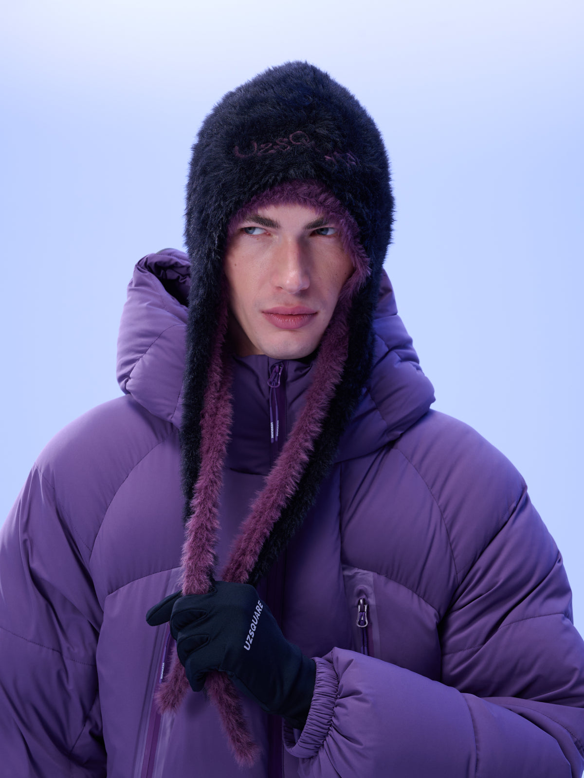 BLACKCURRANT Fuzzy Earflap Beanie