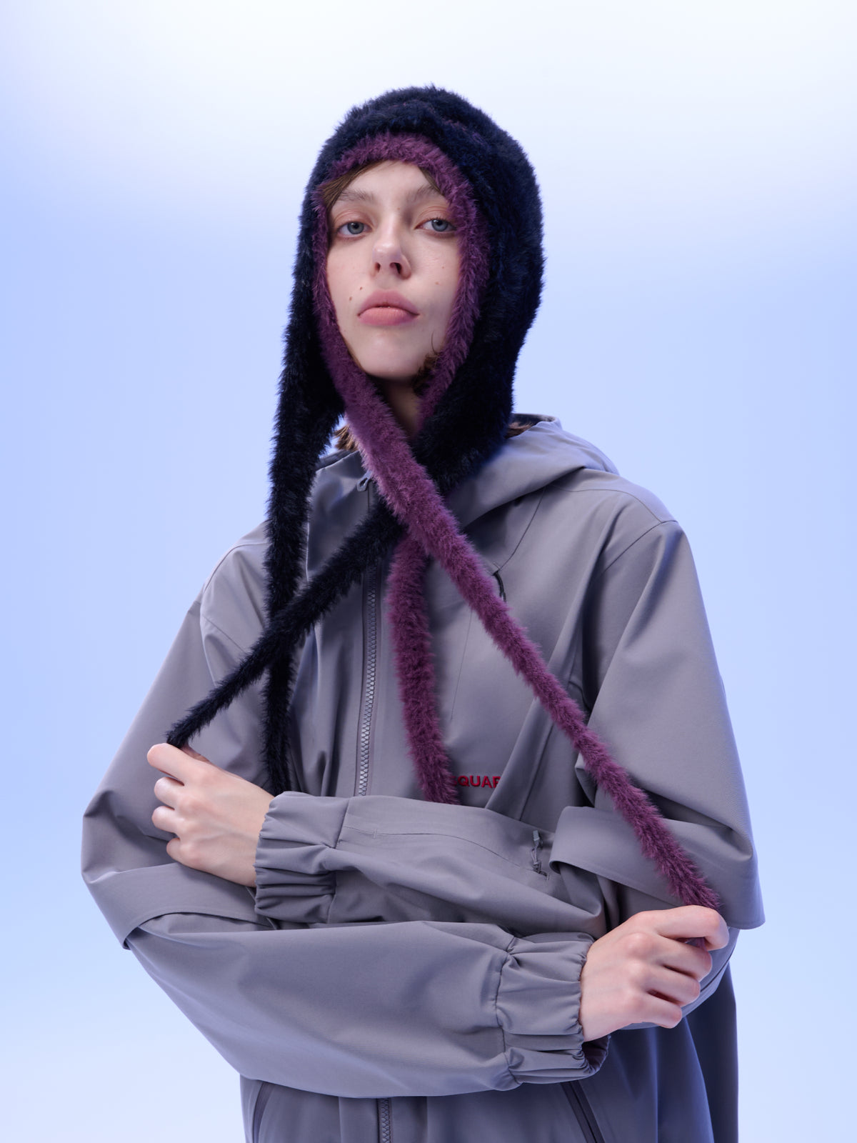 BLACKCURRANT Fuzzy Earflap Beanie