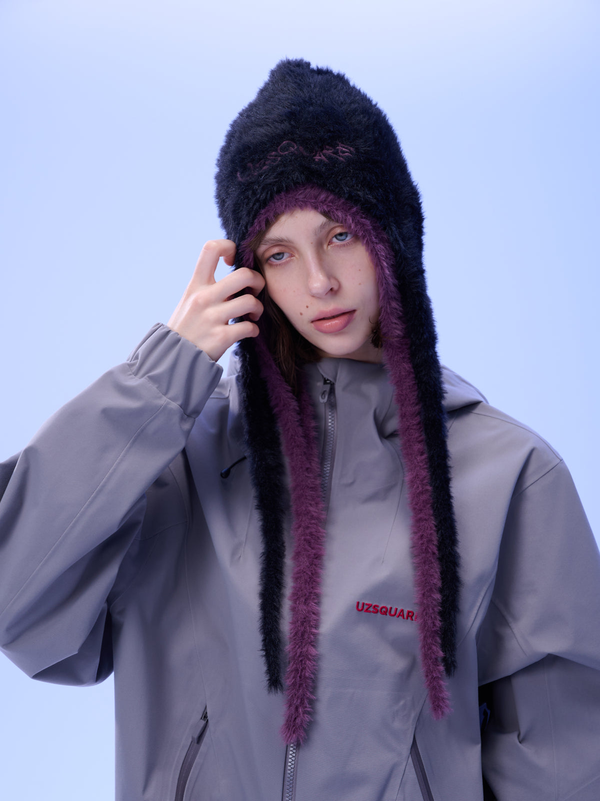 BLACKCURRANT Fuzzy Earflap Beanie