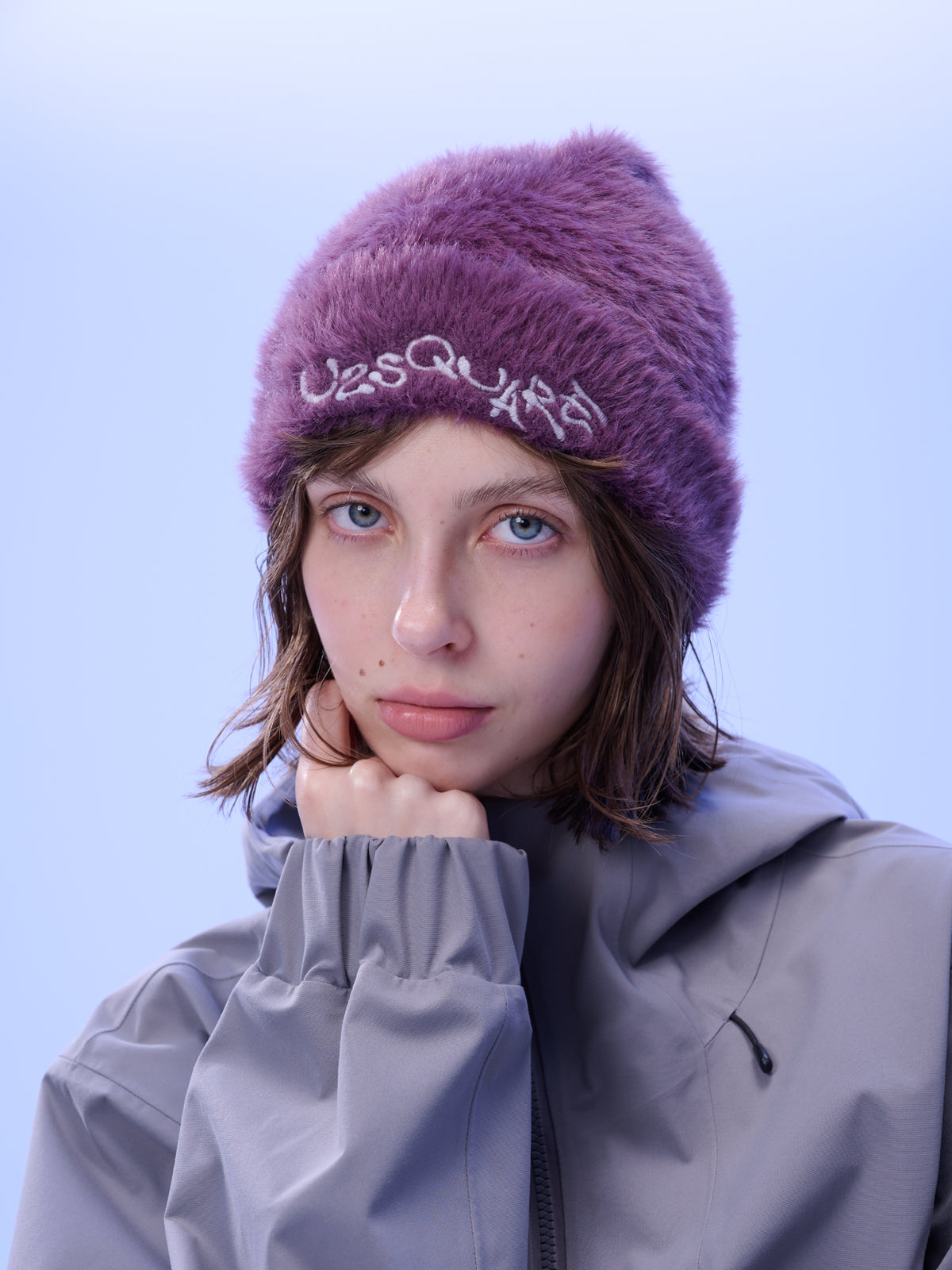 Purple Fuzzy Cuff Beanie