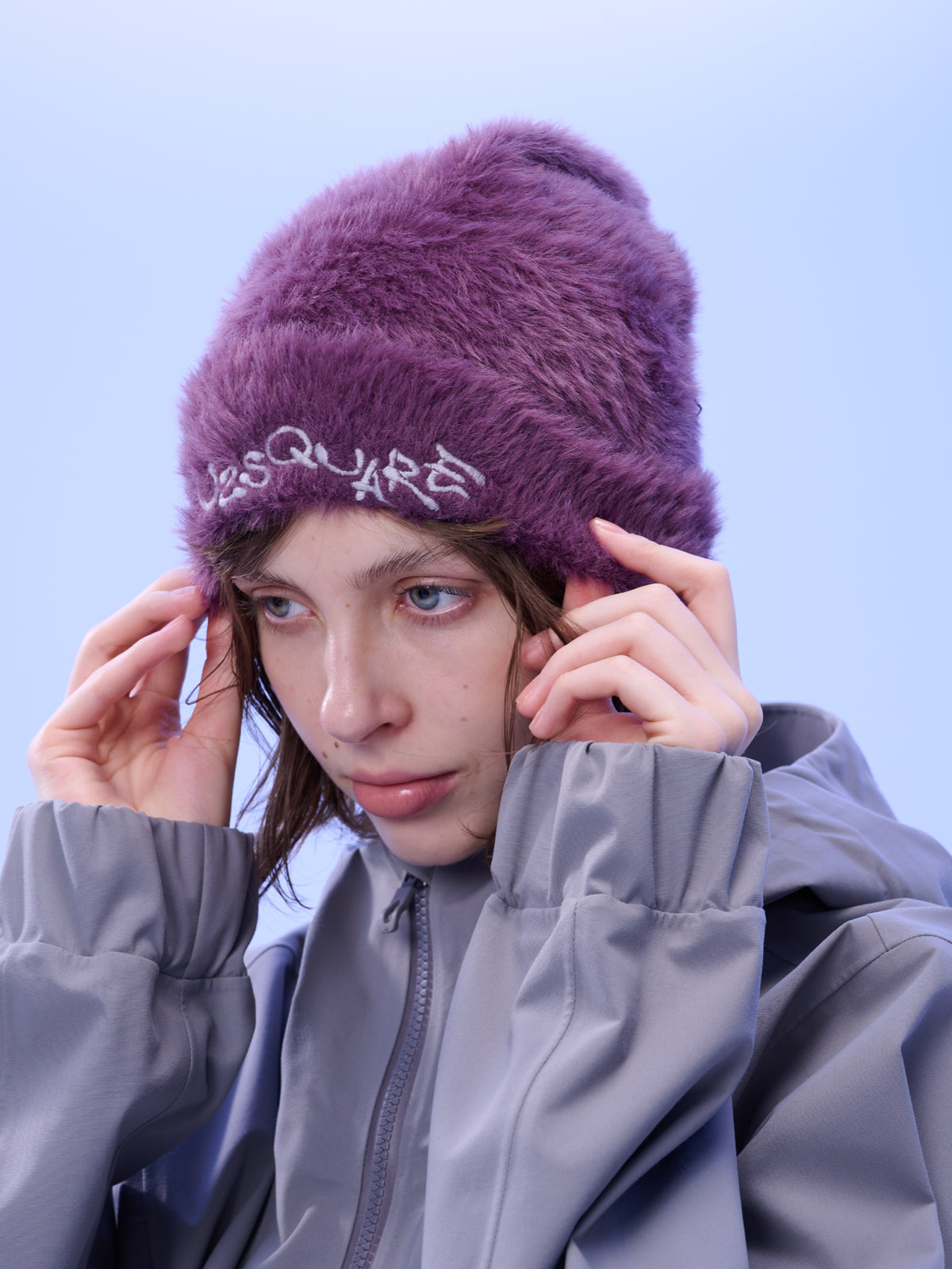 Purple Fuzzy Cuff Beanie