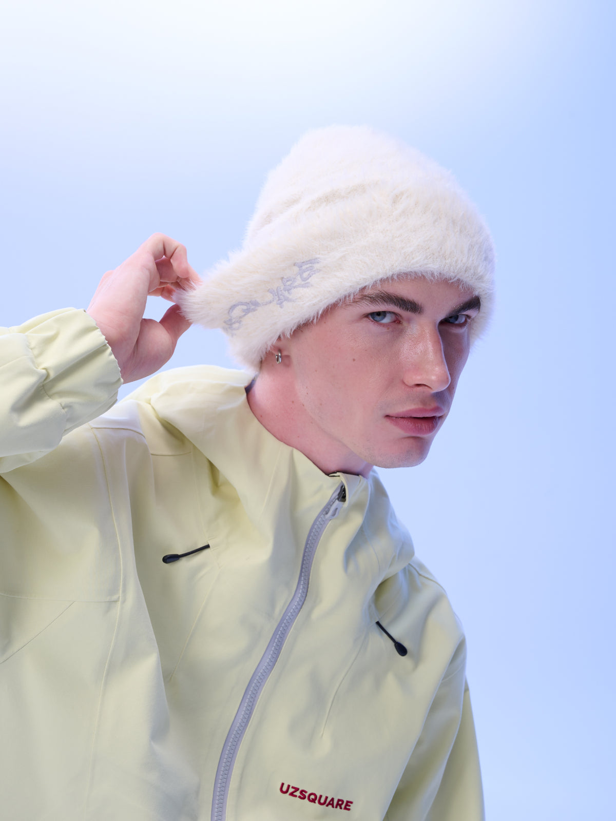 White Fuzzy Cuff Beanie