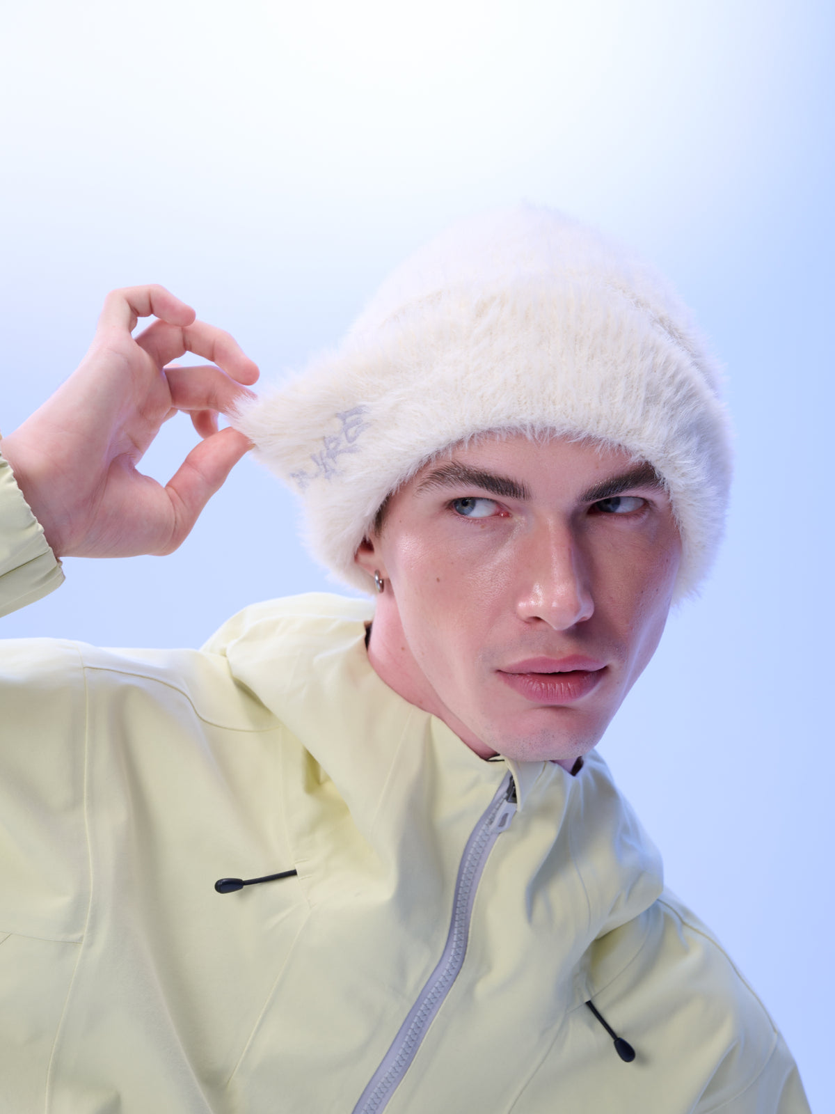 White Fuzzy Cuff Beanie