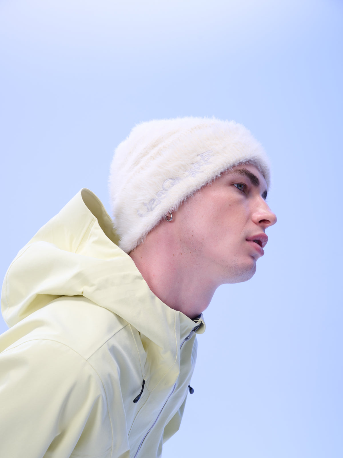 White Fuzzy Cuff Beanie