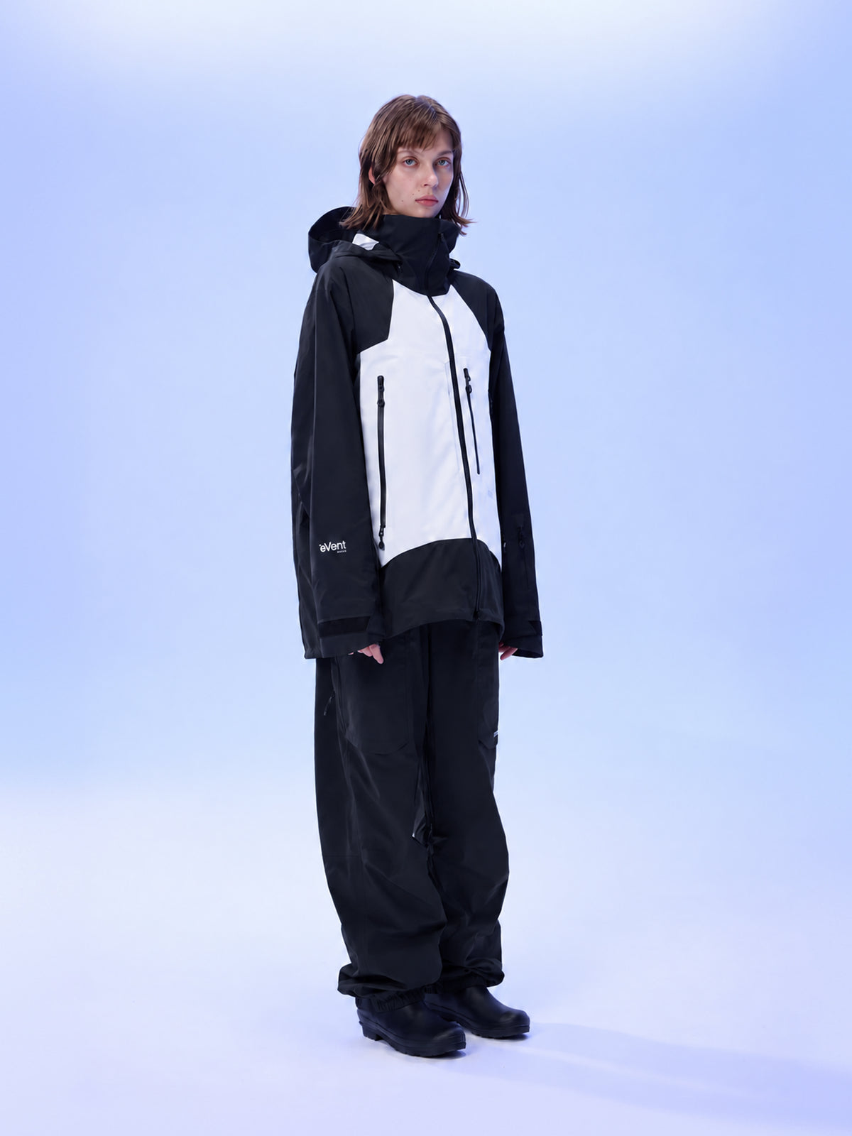 Women's TEAM 2.0 Waterproof 3L Snowboard Jacket — Black/White in Black/White